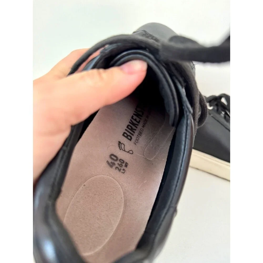 Birkenstock Bend Low Black Leather Lace Up Sneaker | Size 40 (US Women's 9)